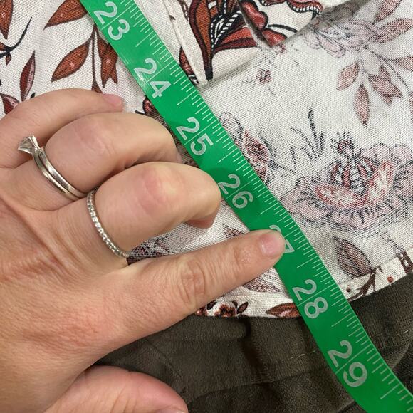 Joie Floral Red & Cream Linen Blend Balloon Sleeve Button Up Blouse Size M - Picture 10 of 10